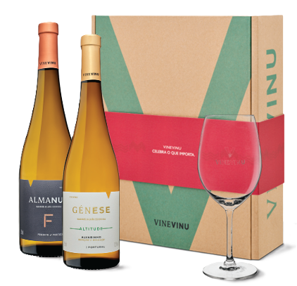 Conjunto Vinevinu 1 gf Almanua F + 1 gf Génese Alvarinho + 1 copo