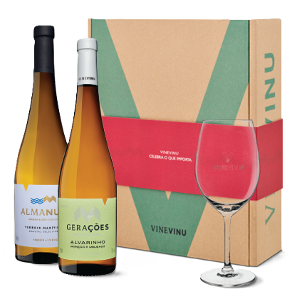 Conjunto Vinevinu 1 gf Almanua + 1 gf Gerações Alvarinho + 1 copo