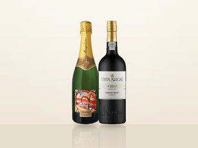 Pack Natal Brinde & Porto: Murganheira Cuvée Reserva Especial Bruto y Porto Vista Alegre 10 Anos, uno junto al otro