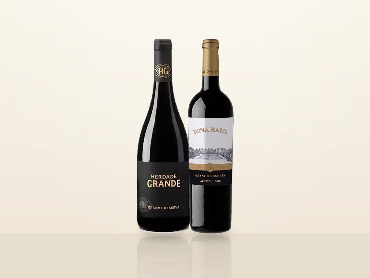 Pack Natal Grandes Reservas do Alentejo: Herdade Grande Grande Reserva Tinto y Dona Maria Grande Reserva, uno junto al otro